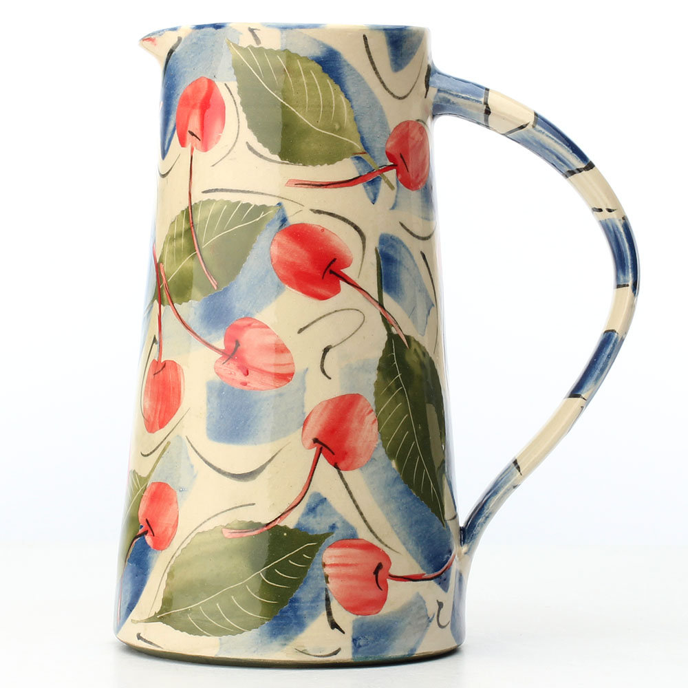 Sophie MacCarthy large jug with cherries & leaves